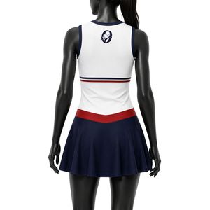 Haut de tennis sublimé blanc, bleu marine et rouge pour femme – Maillot de sport sans manches, tenue de match, vêtement d'entraînement, pour activités de plein air - Product Image 2