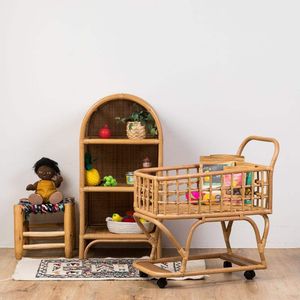 Carrito de Compras Infantil de Mimbre Natural Hecho a Mano en Vietnam, Carrito de Juguete con Ruedas para Niños, Juego de Imitación, Venta al Por Mayor - Product Image 3