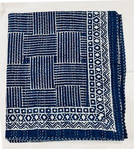 Traditional Chinese Cotton Kantha <b>Quilt</b> Blue Floral Eco-Friendly Hand-Stitched Wedding Hotel Bedspread Home Decor <b>Throw</b> Cover - Product Image 3