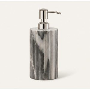 Luxury Natural Grey Marble <b>Soap</b> Dispenser with Ribbed Design Liquid Handwash Bottle with Stainless Steel Pump for Hotel & Home - Product Image 1