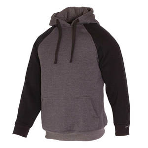 Sweat-shirt à capuche gris pour homme, manches raglan, couleur unie, polaire, décontracté, manches longues, poche, tricoté, vêtement d'automne - Product Image 5