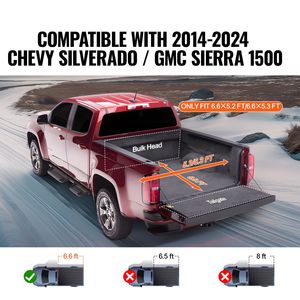 Copertura Avvolgibile per Cassone Pick-up Compatibile con Chevy Silverado & GMC Sierra 1500 2014-2024, F-250 e Pao 6.6 X 5.2 ft - Product Image 2