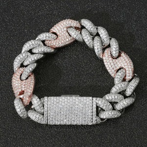 Wholesale 20mm Moissanite Cuban Link <b>Bracelet</b> Two Tone 925 Sterling <b>Silver</b> Iced Out Hip Hop Jewelry Custom Logo Supplier - Product Image 1