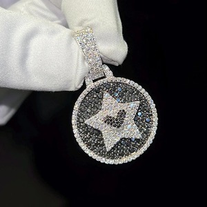 <b>Iced</b> Out Moissanite Hip Hop Pendant_ Custom 925 Sterling Silver Charm Online in India - Product Image 2