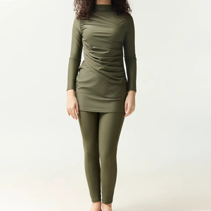 Traje de Baño Musulmán Islámico para Mujer, Hijab Modesto, Talla Grande, Corte Alto, Conjunto de 2 Piezas, Burkini con Estampado Animal, Secado Rápido, Impermeable, para Playa - Product Image 1