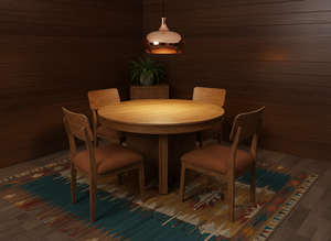 Juego de Mesa de Centro Redonda con 4 Sillas, Muebles Modernos para Sala de Estar en Madera Maciza de Fresno y Chapa de MDF, Duraderos y Fáciles de Limpiar - Product Image 4