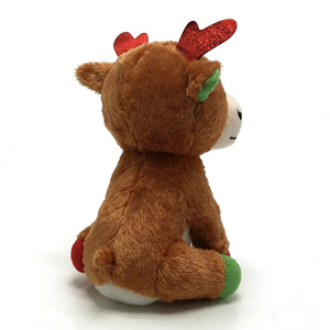 Customized reindeer plush, christmas rudolph stuffed animal, <b>red</b> <b>glitter</b> antler deer doll, big eye festive plush, xmas decor toy - Product Image 2