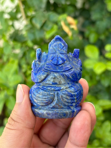 Estatua de Ganesha Tallada a Mano en Lapislázuli |   Pequeño Ídolo de Ganesha con Gema Azul |   Decoración para el Hogar con Motivos de Dioses Hindúes |   Regalo Espiritual - Product Image 4