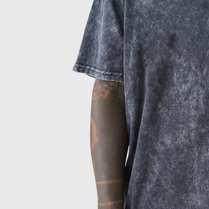 T-shirt délavé à l'acide pour homme, livraison rapide, faible MOQ, vente en gros de vêtements pour homme, t-shirt en coton épais délavé à l'acide - Product Image 4