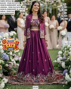 Purple Fendi Silk <b>Lehenga</b> Choli With Embroidery And Peacock Design Floor-Length Traditional Wear For <b>Women</b> 0530 - Product Image 1