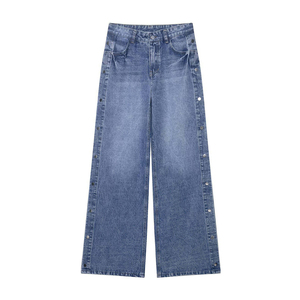 Pantalons en jean pour femmes en gros, coupe bootcut, indigo foncé, taille haute, fournisseur en gros pour les marques de denim - Product Image 4