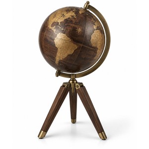 ลูกโลกตกแต่งพร้อมฐานทองเหลืองลายวอลนัท |   งานฝีมือขายส่งจากอินเดีย - Product Image 1