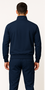Conjunto Deportivo Azul Marino para Hombre, Chaqueta y Pantalones Cargo, Tela Elástica Premium, Cierre Completo, Cuello Alto - Product Image 2
