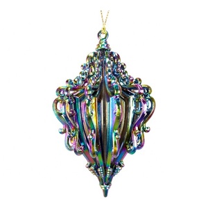 Christmas New Year Decoration Antique Gold Silver <b>Paint</b> Grey Glossy Black White Irrid Plated <b>Acrylic</b> 3D Filigree Finial Ornament - Product Image 5