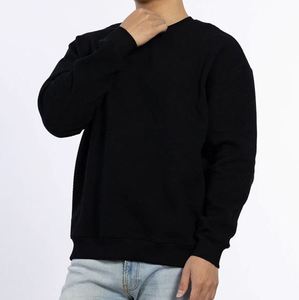 เสื้อสเวตเชิ้ตแขนยาวสำหรับผู้ชายสีดำล้วนเสื้อมีฮู้ดและสเวตเชิ้ตผ้าคอตตอนเนื้อหนาสำหรับผู้ชาย - Product Image 1
