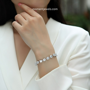 Pulsera de Moissanita de Lujo, 122g, Plata de Ley 925 Sólida, Cadena Geométrica, Elegante y Dulce para Mujer, Ideal para la Noche - Product Image 4