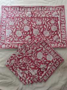 Handcrafted Block Printed Table Mat And <b>Napkin</b> Set Artisan Cotton Dining <b>Linen</b> Wholesale - Product Image 4