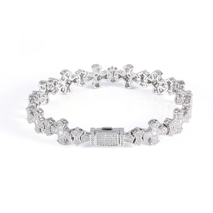Bracelet en argent 925 avec diamants certifiés de laboratoire, motif croix, pour homme, style pavé glacé, bijoux chrétiens, bracelet de luxe tendance - Product Image 6