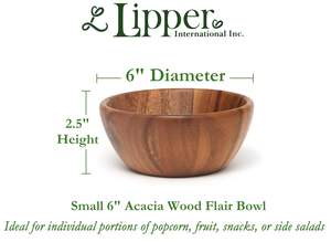 Bol de service rond en acacia pour fruits ou salades, petit, 6 pouces de diamètre x 2,5 pouces de hauteur, bol unique - Product Image 2