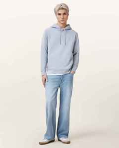 Sweat-shirt à capuche bleu clair pour homme en polyester/coton molletonné, coupe classique, décontracté, pour l'automne, avec poches, couleur unie, séchage rapide - Product Image 4