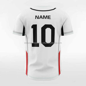 Custom Baseball Jersey White Black <b>Red</b> <b>Striped</b> V-Neck Short Sleeve Breathable Polyester Unisex Adult All Seasons Printed Team - Product Image 3