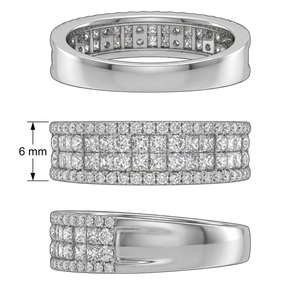 Proveedor de Hong Kong: Gran Oferta en Joyería de Alta Calidad, Oro Blanco, Diamantes Reales, Corte Brillante, Engaste de Canal, Anillo de Boda - Product Image 6