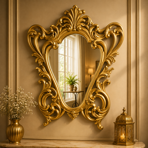Miroir mural ovale en bois sculpté à la main, design scandinave, motif Cœur Éternel, finition bois naturel, artisanal, luxe décoratif - Product Image 6