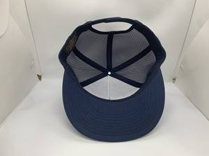 High Quality Trucker Snapback <b>Hat</b> Custom Polyester/Cotton Mesh <b>Flat</b> Brim Breathable Fabric 5-Panel Design Square Performance - Product Image 4