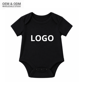 Venta al por mayor de mamelucos personalizados para bebés, de algodón suave, manga corta, cuello tipo sobre, body para bebés, fábrica de marca privada - Product Image 1