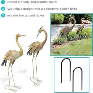Sculptures d'oiseaux en métal de style héritage, élégantes et artisanales – Décoration de style héritage pour jardin et extérieur - Product Image 3