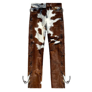 Pantalones de invierno SALVA LEATHER para hombre, de gamuza color canela, ecológicos, impermeables, con bolsillos, corte recto, cierre de cremallera, cintura media, ligeros - Product Image 1