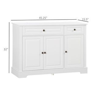Credenza Moderna Bianca con 2 Cassetti e Ripiani Regolabili per l'Ingresso - Product Image 3