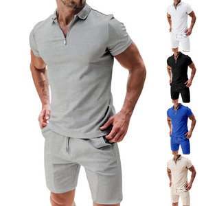 Ensemble Polo et Short Homme à Manches Courtes – Tenue Formelle Sportive d'Été Coupe Ample Couleur Unie Tricoté 100% Coton - Product Image 2