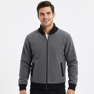 Cardigan zippé intégral en molleton tricoté pour homme, col roulé, en tissu technique, hiver, anti-plis, respirant, uni, style professionnel - Product Image 4