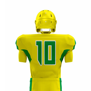 Uniforme de Fútbol Americano Personalizado con Impresión por Sublimación, Transpirable, de Poliéster, para Hombre Adulto, Servicio OEM, Verde Amarillo 10 - Product Image 3
