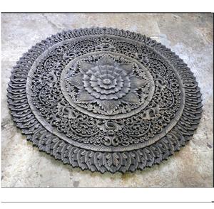 Paneles Redondos Grabados de Madera de Teca de 4 pies para Colgar en la Pared, 100% Hechos a Mano, de Alta Resistencia, Ecológicos, de Origen Tailandés Clásico - Product Image 1