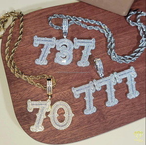 จี้เพชรโมอิสซาไนต์สุดหรู รูปเลข "777" สร้อยคอเงิน เครื่องประดับฮิปฮอป ขายส่ง - Product Image 6