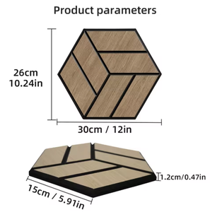 Panneaux muraux hexagonaux décoratifs de luxe en bois massif MDF insonorisés à suspendre pour la maison, le bureau, la chambre, les hôtels, les villas, les meubles - Product Image 3