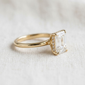 18k Gold Plated <b>Emerald</b> Cut Engagement <b>Ring</b> IGI Certified Wedding <b>Band</b> for Women Party Jewelry - Product Image 2