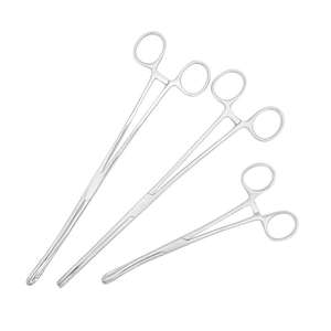Meilleur Prix Pinces Obstétricales Médicales Droites et Courbées à Dents 18cm Porte-Éponge Instruments Chirurgicaux Manuels en Acier Certifiés CE - Product Image 1