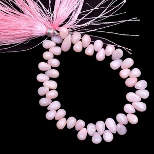 Opal 6x9mm Gemstone Pear Briolette Smooth Beads Natural Peruvian <b>Pink</b> Opal Semi Precious Gemstone Loose Beads for Jewelry Making - Product Image 1
