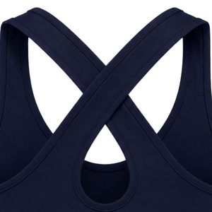 Camiseta Deportiva Azul Marino para Mujer, Espalda Cruzada, Sin Mangas, Absorbe la Humedad, para Yoga, Gimnasio, Fitness, Running, Deportes, Personalizable OEM - Product Image 5