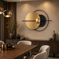 Art mural sculptural |   Décoration artisanale en métal géométrique abstrait noir et or en acier doux, durable, pour anniversaire, salon, chambre à coucher