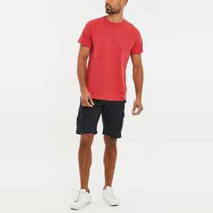 Men Black Cargo Shorts Mid Waist Elastic Closure Solid Color Casual Wear Breathable Cotton Bermuda Shorts With Pockets - Product Image 1