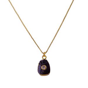 Collier tendance avec pendentif émeraude brute électroplaquée, en laiton fait main, plaqué or brut, pierre de naissance de mai, chaîne maille forçat, El Necklaces - Product Image 5