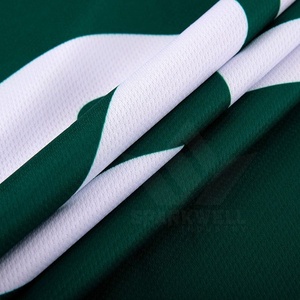 Custom <b>Men's</b> Green White Ice Hockey Jersey Crew Neck Three Quarter Sleeve Sublimated Moisture Wicking Quick Dry Polyester/Cotton - Product Image 6
