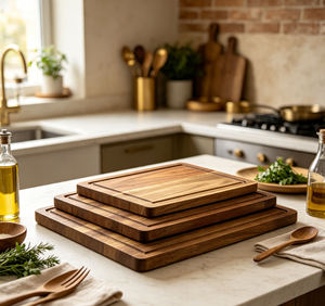 Planche à découper en bois d'acacia de qualité supérieure avec rainure pour les jus, planche de boucher réversible en bois pour viande, fromage, légumes, vaisselle - Product Image 2