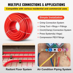 Tubo Flessibile PEX B Rosso da 7/8 Pollici x 500 FT Senza Barriera all'Ossigeno per Linee Idriche, Tubi di Scarico RV, Impianti Idraulici e Tagliatubi - Product Image 6