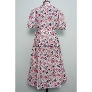 Robe décontractée moderne en coton pour femme, tunique confortable en coton biologique, robe midi d'été pour la plage, imprimé floral, lavable, toucher doux - Product Image 6