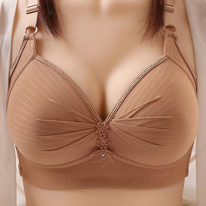 Sujetador Push-Up Blanco para Mujer, Copa Tres Cuartos, Sin Varillas, Tirantes Ajustables, Decoración de Pedrería, Color Sólido, Spandex/Nylon, Espalda en U - Product Image 3